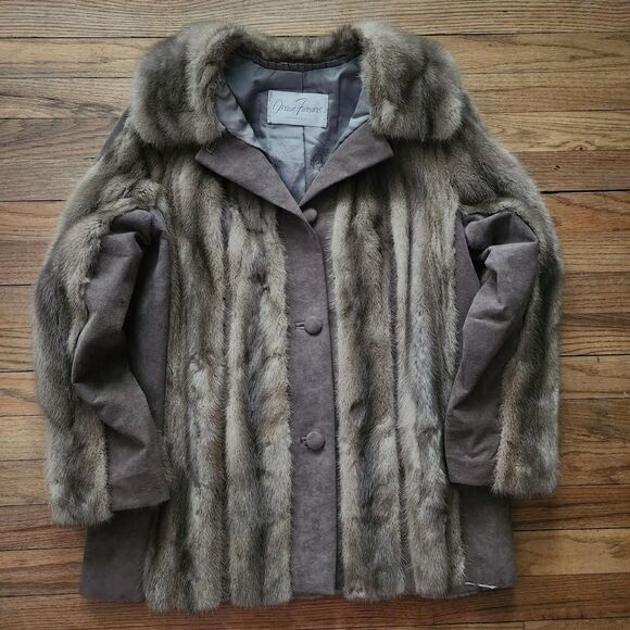 Women's Brown and Tan Vintage Fur Jacket Size M - Picture 1 of 8
